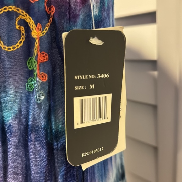 Just Love NWT embroidered Tie Die Dress/ Cover up flowy and very soft. - Picture 5 of 10